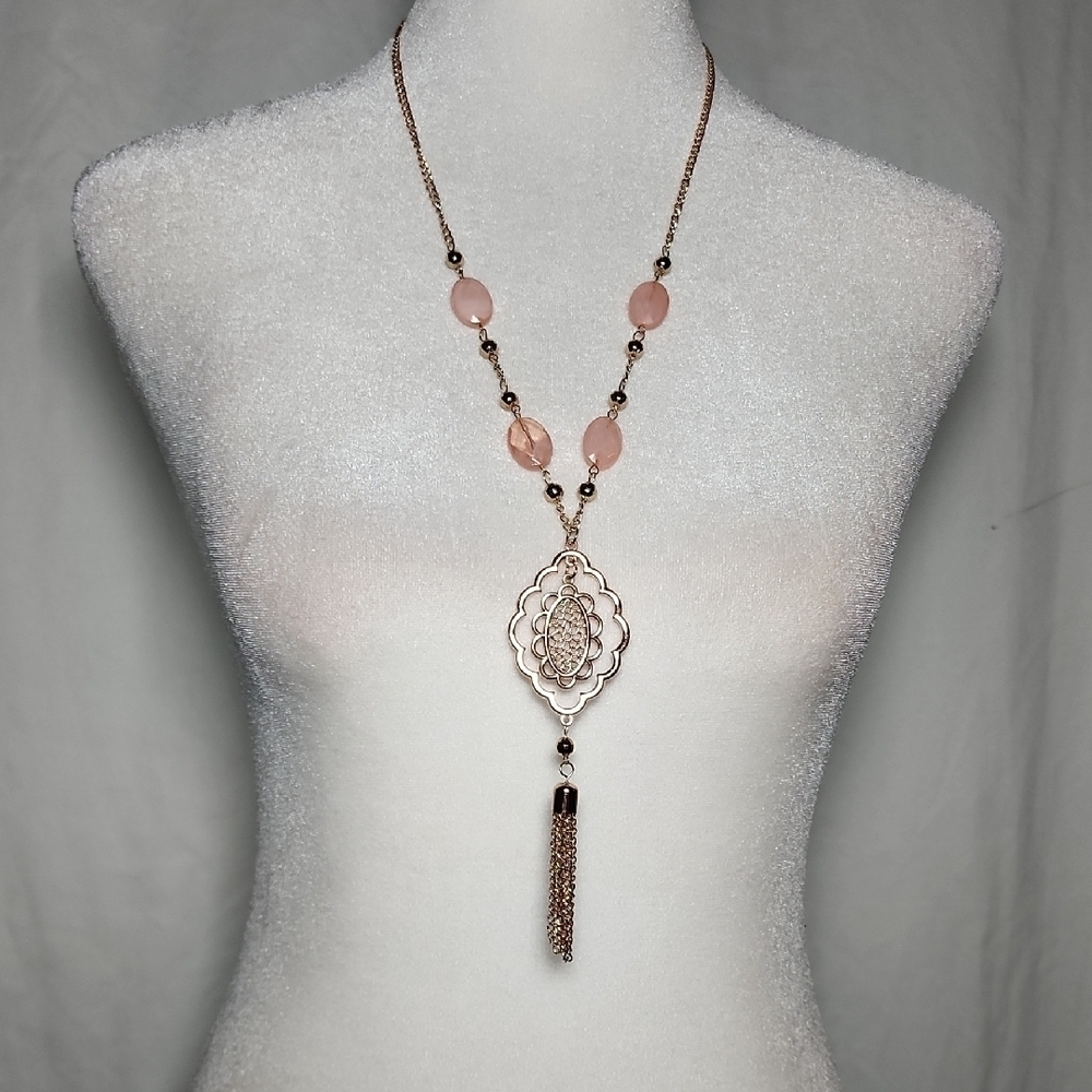 Source Unknown Rose and Gold Pendant Necklace